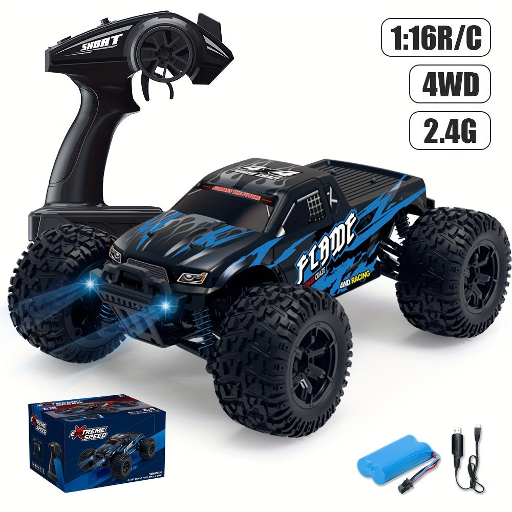 1:16 Scale All Terrain RC Cars, 2.4GHz 40KM/H High Speed 4WD Remote Control Car 4X4 Off Road Monster Truck, Blue Electric Vehicle Toys For Vehicle Enthusiasts Halloween Christmas Birthday Gifts