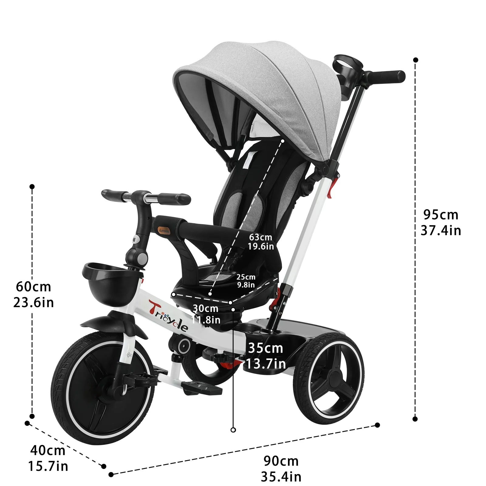 Ubravoo Baby Stroller Tricycle Ride Bike , 5-in-1, Adjustable Canopy, Sitting & Lying,Celerity Disassembly & Assembly,1-5 Years