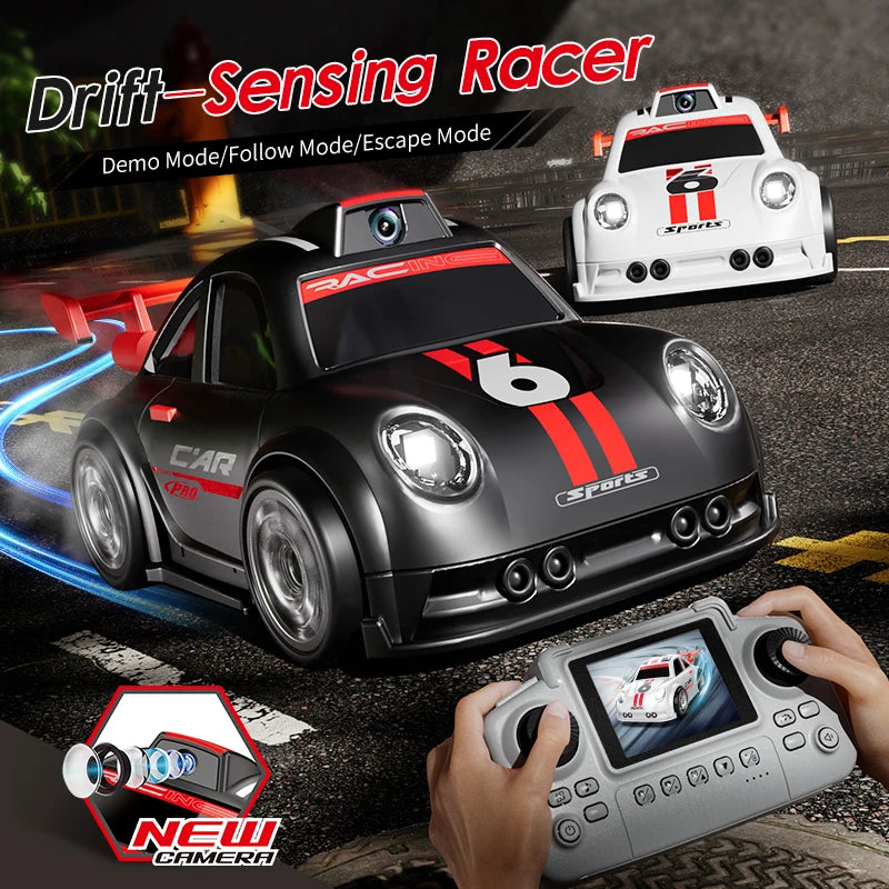 Mini RC Drift Car with Dual Mode Lights Sound Camera Screen Control Car Smart Induction Following Remote Control Car Toys Gifts