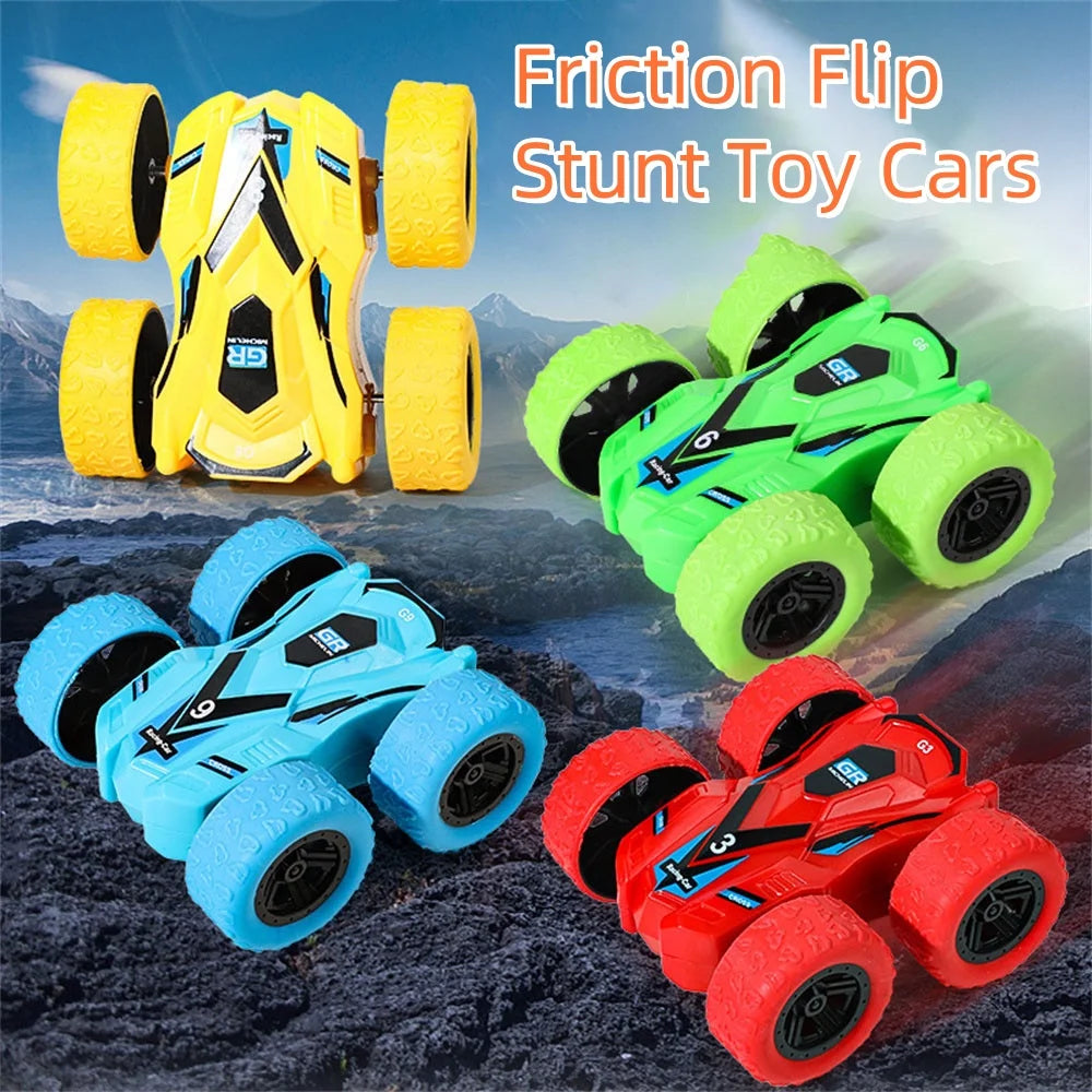 Flip Cars Toys for Kids Mini Truck 360° Rotating Stunt Push and Go Friction Vehicle Great Birthday Gift Idea for Boys