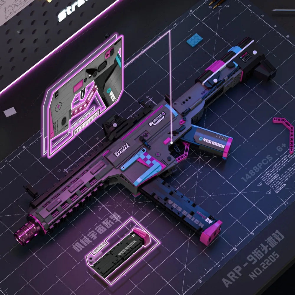 MOC Military MP5 KSV M4A1 ARP-9 Submachine Gun Model Building Blocks DIY Weapon Micro Bricks Toy Child Boy Christmas Gift