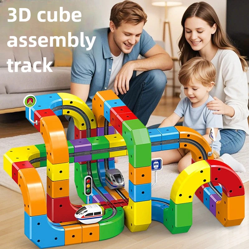 Children Magnetic Rail Car Cube Toys Educational Toy DIY Building Blocks Magical Track Train Gravity Maze Toy Christmas Gifts