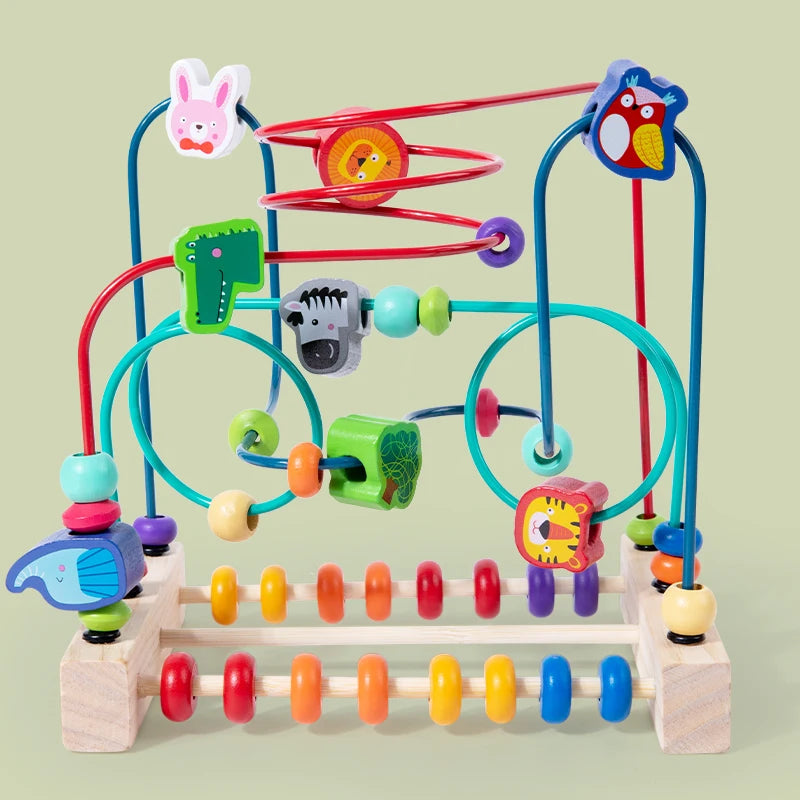 Montessori Toys Wooden Roller Coaster Bead Maze Abacus Math Toys Toddler Early Educational Toys for Kids Children 1-3 Years