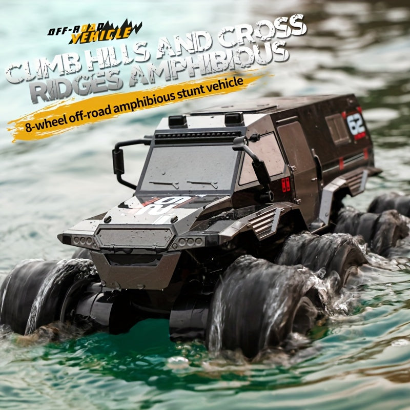 RC Car 8WD Amphibious Monster Truck, 2.4G Off Road Big Remote Control Car, All Terrain RC Cars Toys, Gift for Birthday Christmas