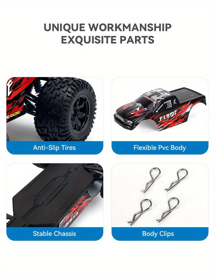 Fast RC Cars, 1:16 40KM/H High Speed Remote Control Car, 4X4 All Terrains RC Monster Truck, 2.4GHZ Off-Road Hobby Electric Vehicle Car Gift For Xmas, Rechargeable Battery With USB, Carbon Brush Motor