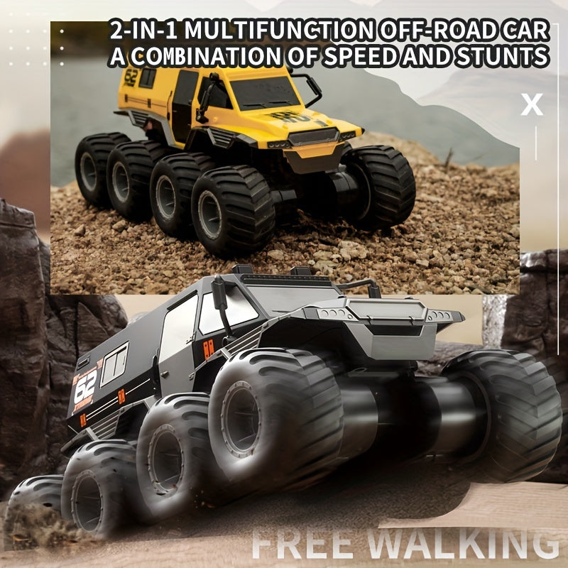RC Car 8WD Amphibious Monster Truck, 2.4G Off Road Big Remote Control Car, All Terrain RC Cars Toys, Gift for Birthday Christmas