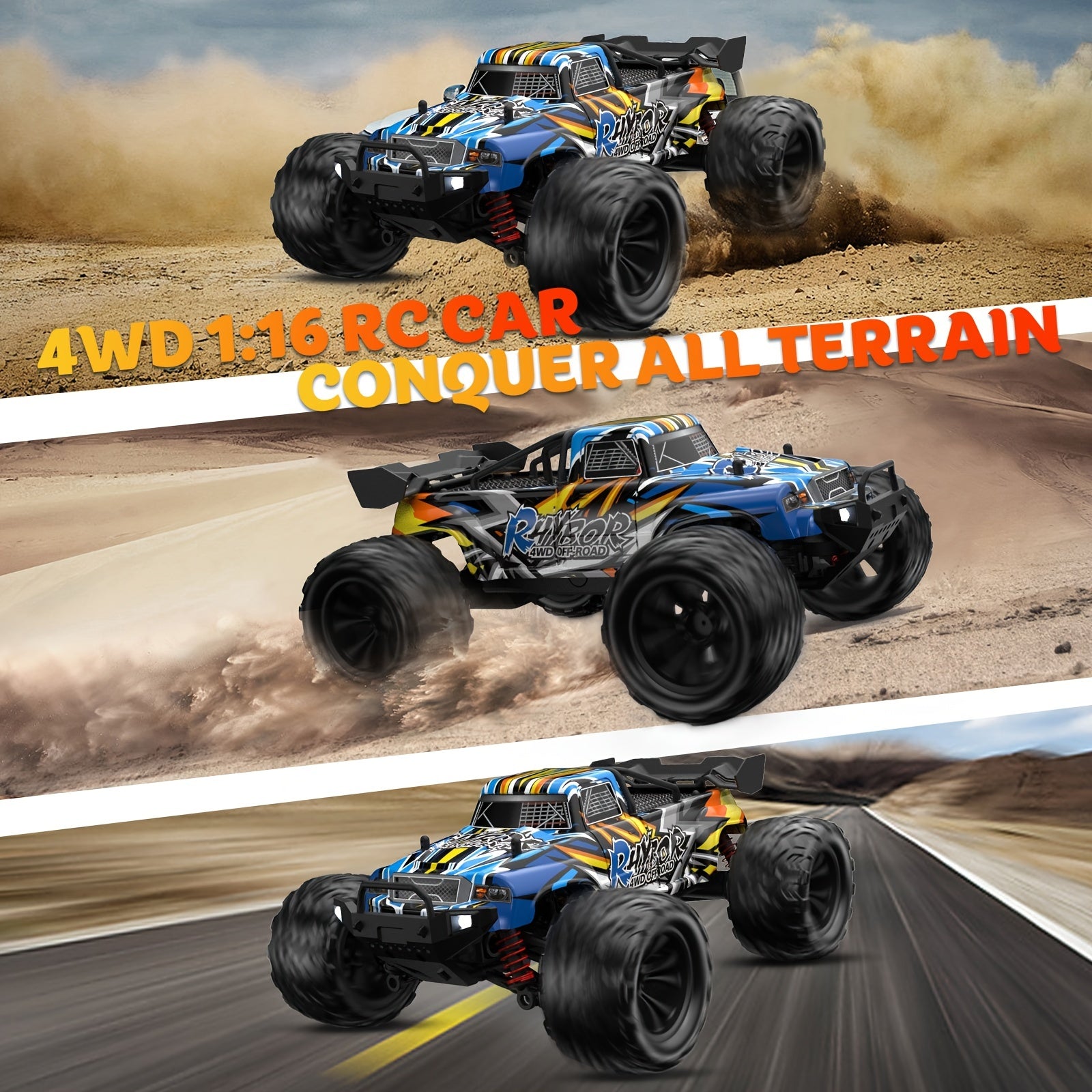 [RC Cars | High Speed] High Speed 40KM/H 1:16 Scale RC Cars | 4x4 All Terrain Off-Road Remote Control Monster Truck | Adult Racing Hobby RC Car for Adults and Boys, 9500E, Halloween, Christmas Gift