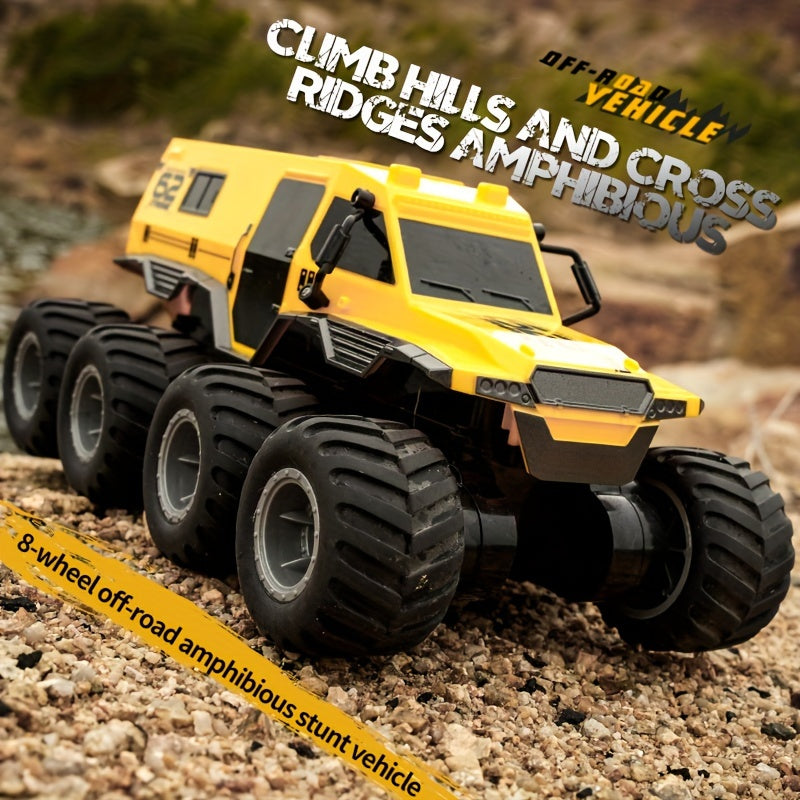RC Car 8WD Amphibious Monster Truck, 2.4G Off Road Big Remote Control Car, All Terrain RC Cars Toys, Gift for Birthday Christmas