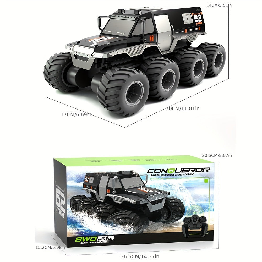 RC Car 8WD Amphibious Monster Truck, 2.4G Off Road Big Remote Control Car, All Terrain RC Cars Toys, Gift for Birthday Christmas