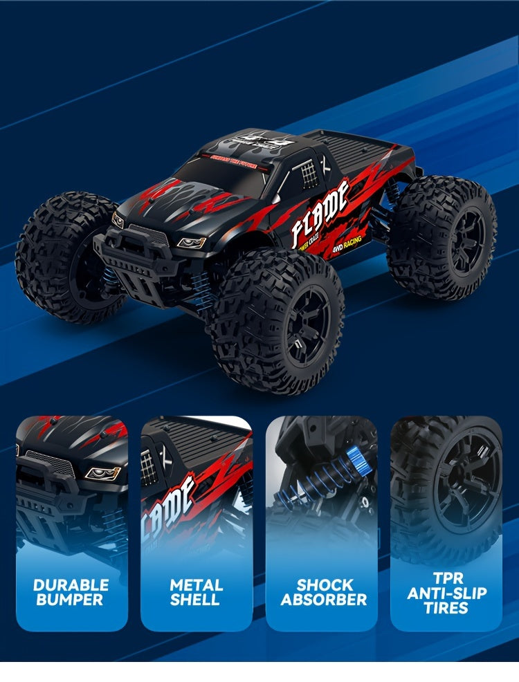 Fast RC Cars, 1:16 40KM/H High Speed Remote Control Car, 4X4 All Terrains RC Monster Truck, 2.4GHZ Off-Road Hobby Electric Vehicle Car Gift For Xmas, Rechargeable Battery With USB, Carbon Brush Motor