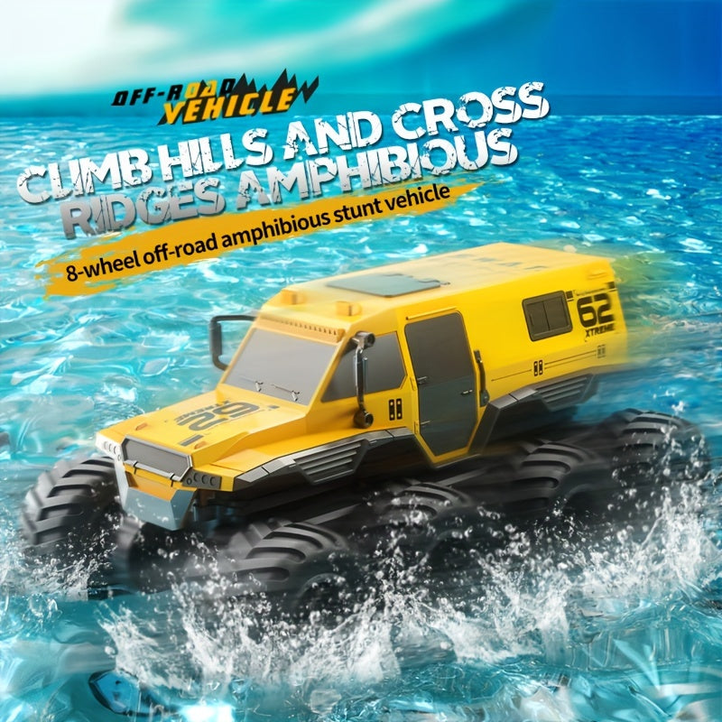RC Car 8WD Amphibious Monster Truck, 2.4G Off Road Big Remote Control Car, All Terrain RC Cars Toys, Gift for Birthday Christmas