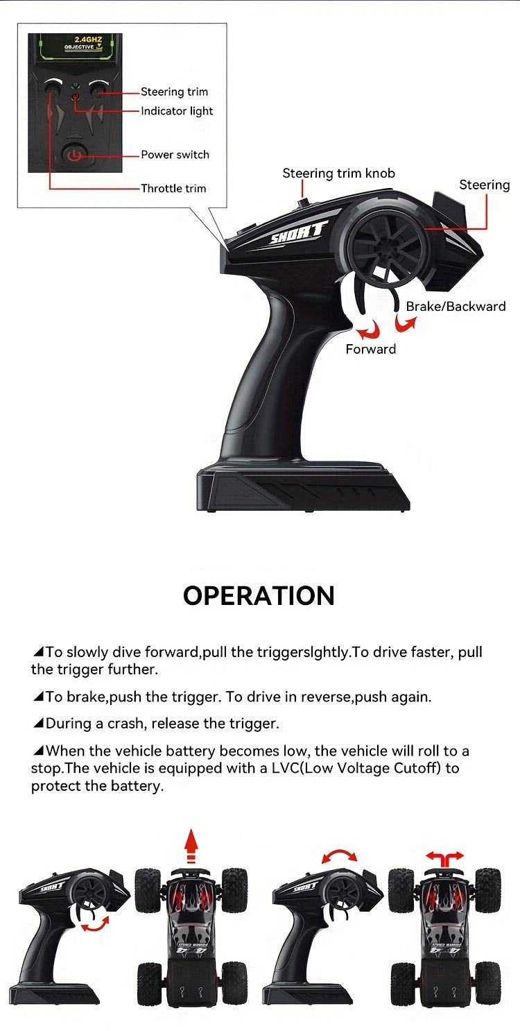 1:16 Scale All Terrain RC Cars, 2.4GHz 40KM/H High Speed 4WD Remote Control Car 4X4 Off Road Monster Truck, Blue Electric Vehicle Toys For Vehicle Enthusiasts Halloween Christmas Birthday Gifts