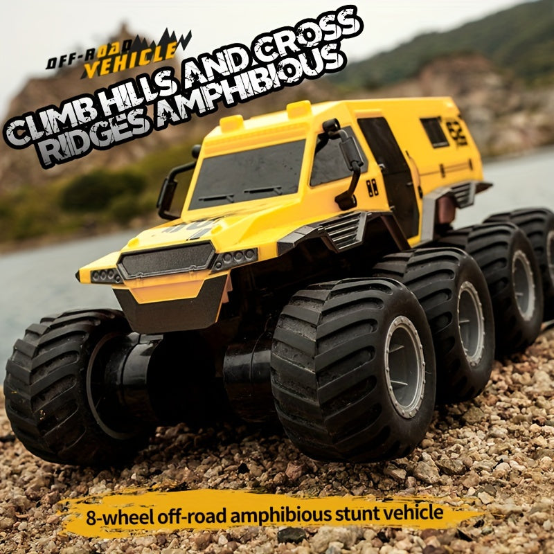 RC Car 8WD Amphibious Monster Truck, 2.4G Off Road Big Remote Control Car, All Terrain RC Cars Toys, Gift for Birthday Christmas