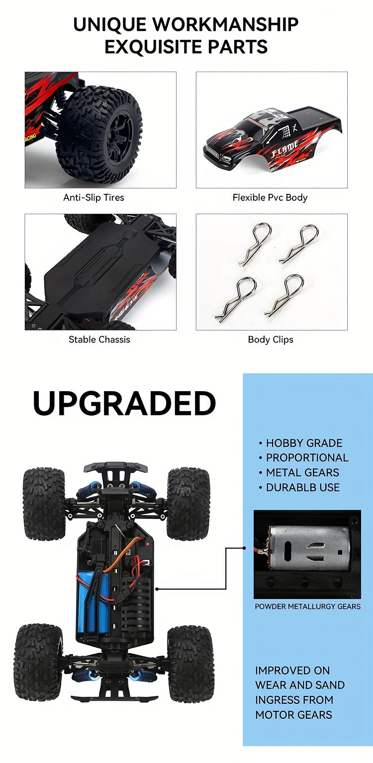 1:16 Scale All Terrain RC Cars, 2.4GHz 40KM/H High Speed 4WD Remote Control Car 4X4 Off Road Monster Truck, Blue Electric Vehicle Toys For Vehicle Enthusiasts Halloween Christmas Birthday Gifts