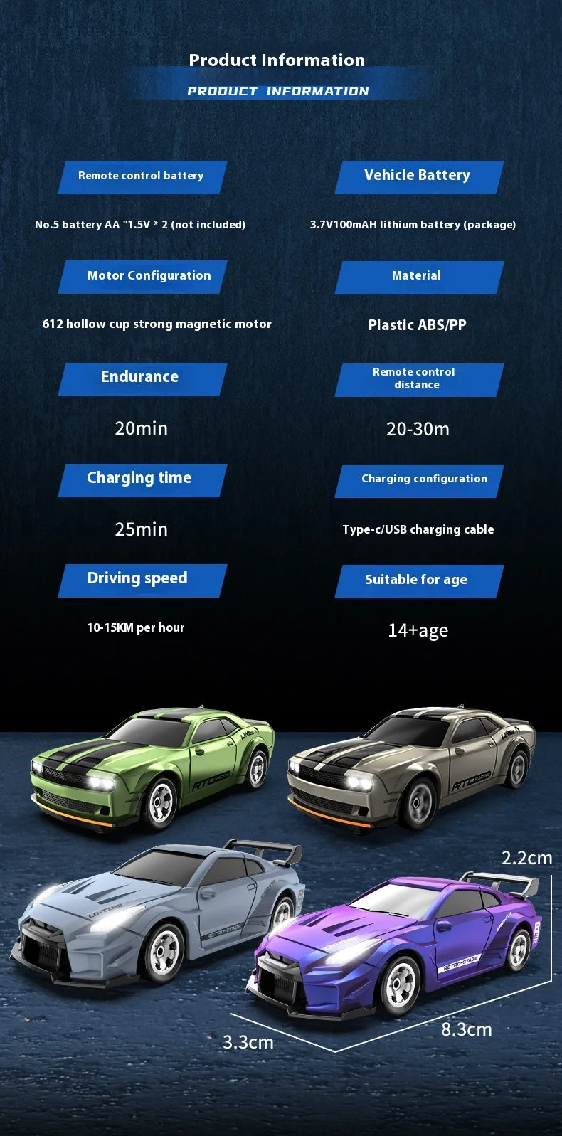 RC Drift Car 1/64 Mini Rc Car 4x4 Full Proportion Control 15KM/H High-Speed Vehicle Mini RTR Racing Model Boy Toy Gift