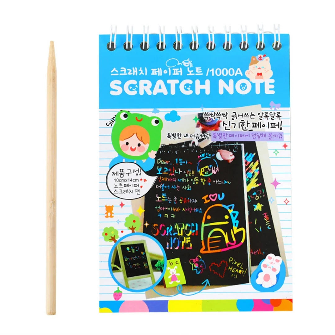 Children DIY Colorful Scratch Book Rainbow Color Scratch Art Painting Drawing Books with Wood Stick Graffiti NoteBook Gifts