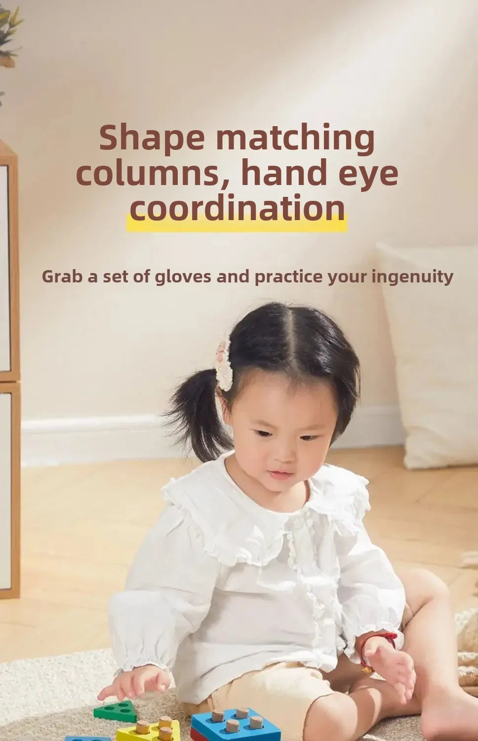 Montessori Wooden Sorting Stacking Toys Puzzle for Toddlers and Kids Preschool Fine Motor Skill Toy for 1 Years