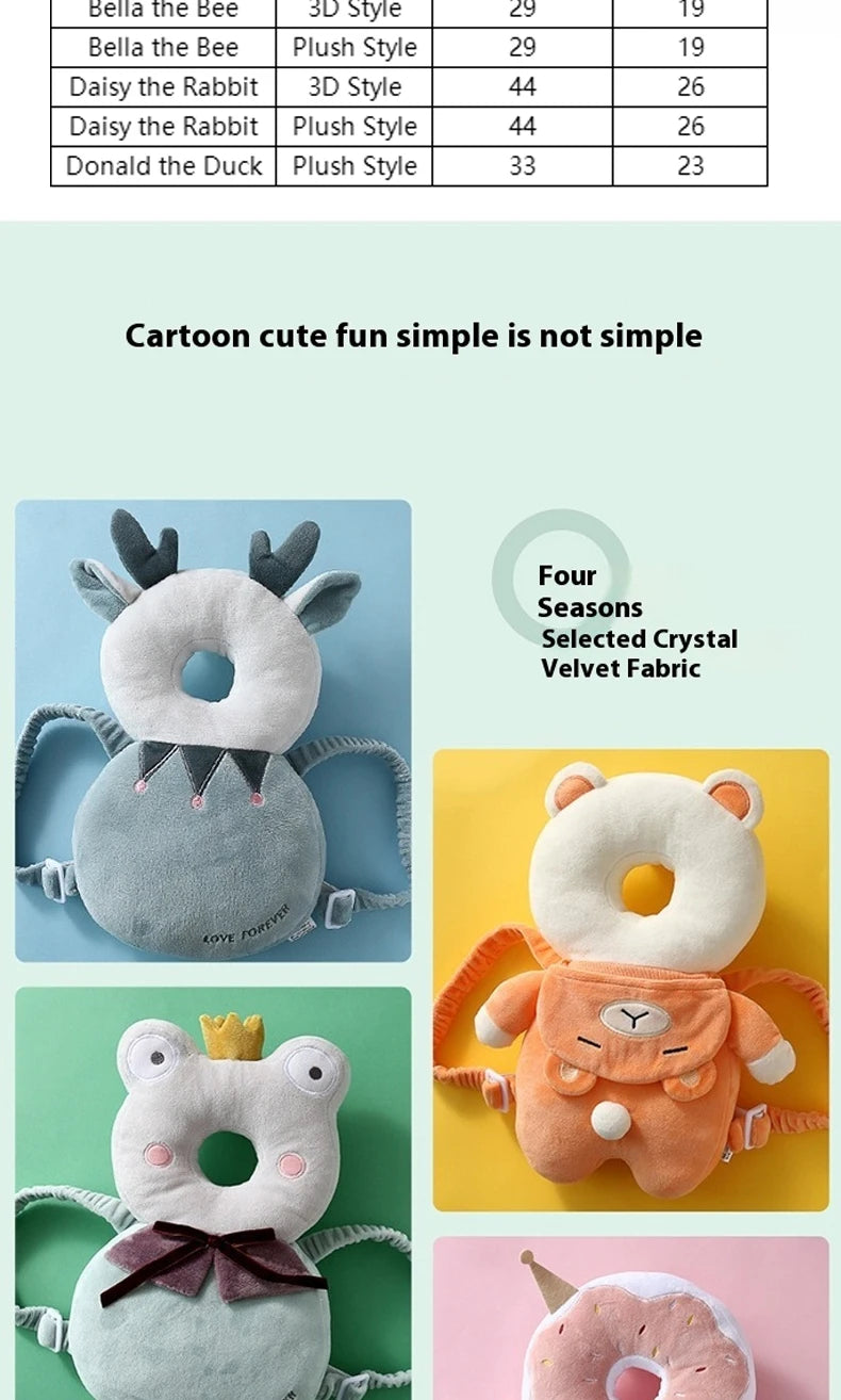 Baby Walkers Head Protection Cushion Animals Plush Pad Adjustable Straps Baby Protective Pad Showering Gift for Toddler Children