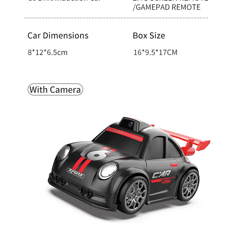 Mini RC Drift Car with Dual Mode Lights, Sound, Camera Screen Control