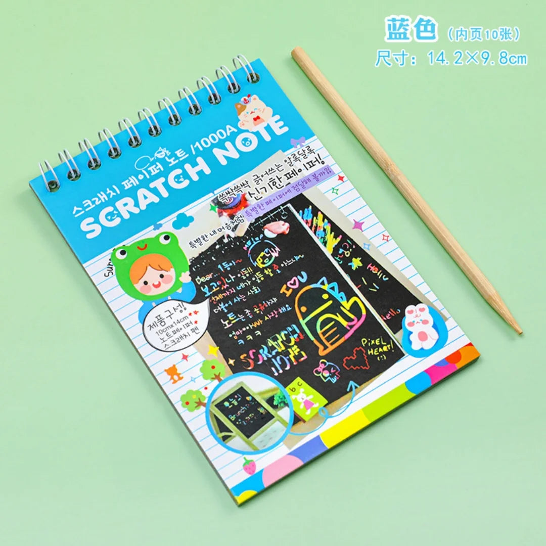 Children DIY Colorful Scratch Book Rainbow Color Scratch Art Painting Drawing Books with Wood Stick Graffiti NoteBook Gifts