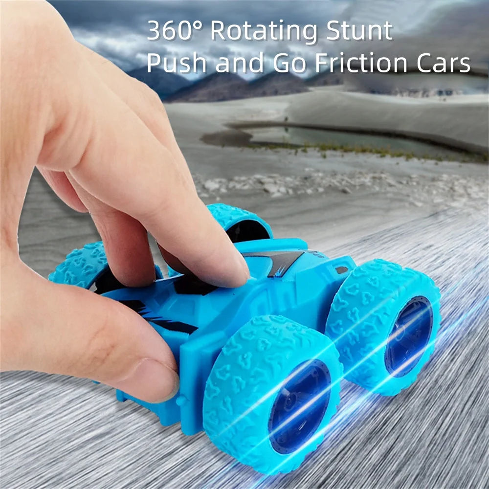 Flip Cars Toys for Kids Mini Truck 360° Rotating Stunt Push and Go Friction Vehicle Great Birthday Gift Idea for Boys