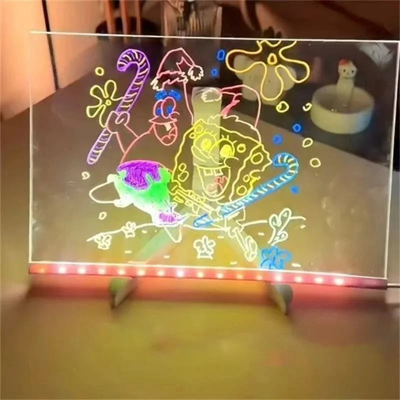 Personalized LED Lamp Acrylic Message Note Board Erasable USB Children‘s Drawing Board Bedroom Night Light Birthday Kids Gift