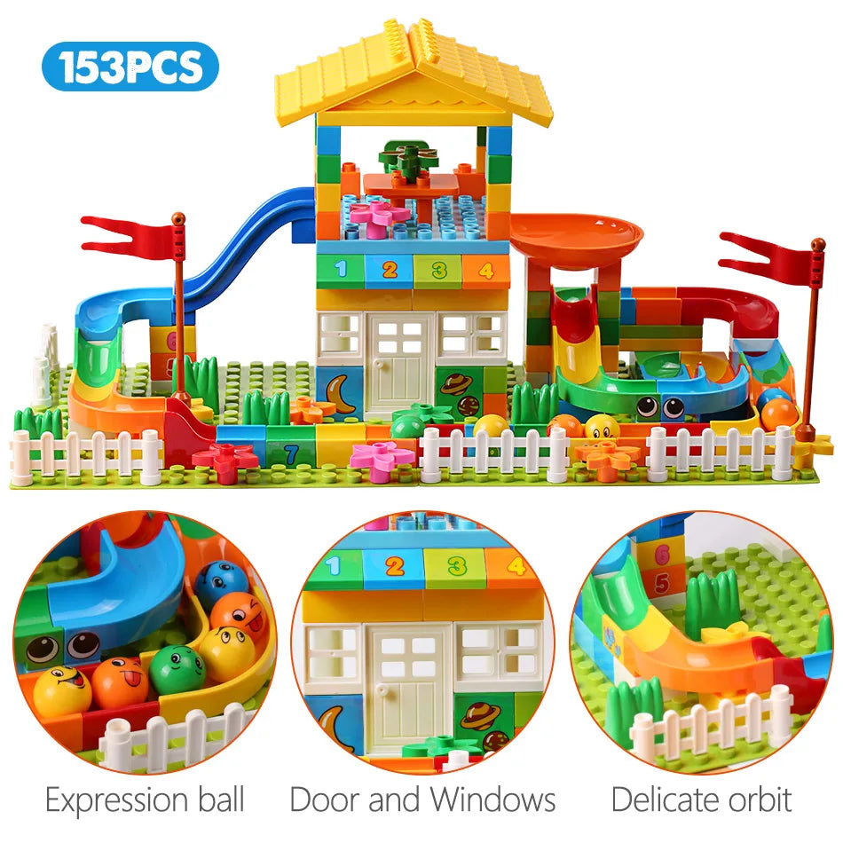 100PCS Big Particle Roof Blocks Compatible City House Big Size Slide Building Blocks Castle Brick Toys For Children