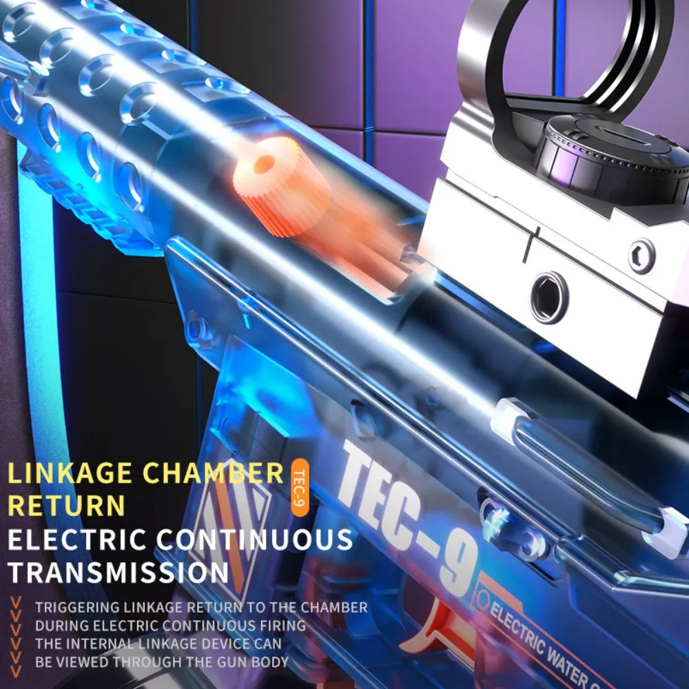 Electric Water Gun Toy Continuous Shooting with Firelight Large Capacity Water Pistol Summer Beach Outdoor Fun Game for Children