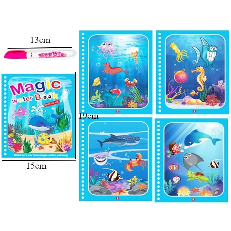 Children Early Education Toys Magical Book with Pen Water Drawing  Toys Gift Reusable Coloring Book Magic Drawing Book