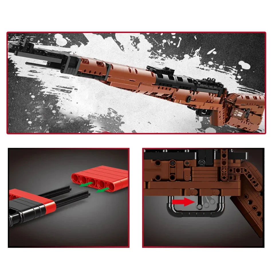 WW2 Military Series Rifle Gun K98 MP5 QBZ95 M4 Desert Eagle Weapon Building Blocks Pistol Machine Can Shoot Bullet Bricks Toys