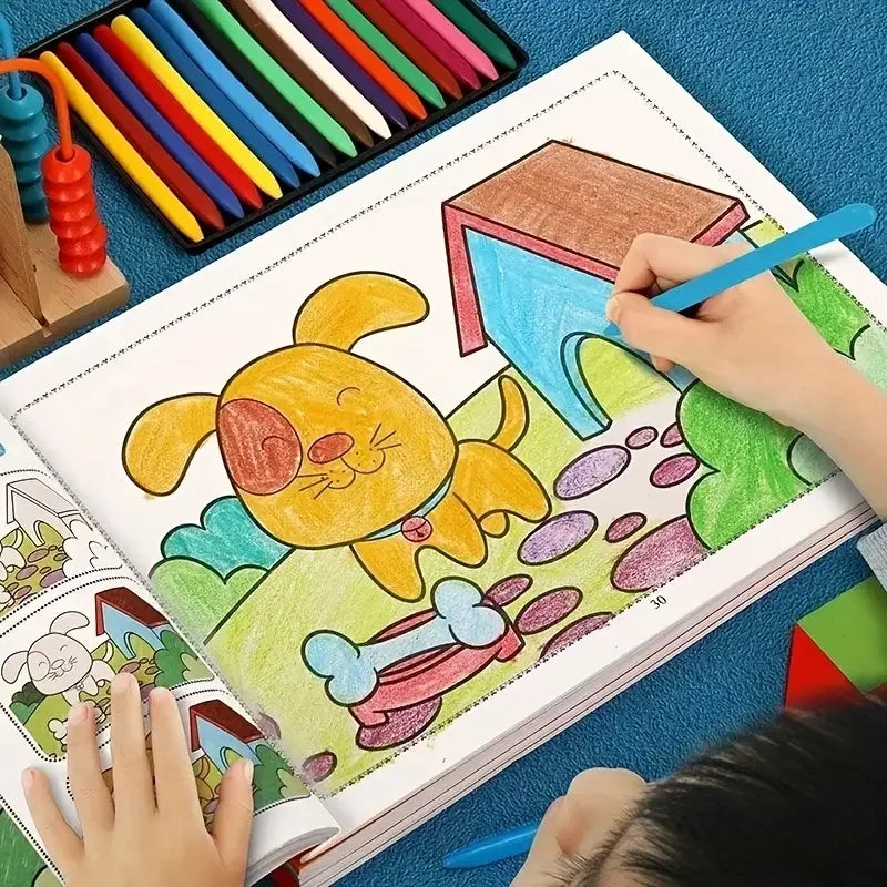 46-Page Kids Drawing & Painting Coloring Book - Educational Art Supplies for Creative Learning, Gift for Boys & Girls, Chinese V