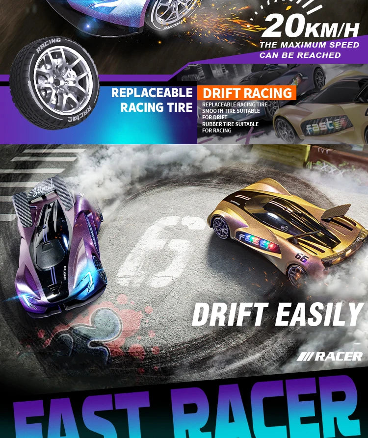 Rc Car 2.4G Radio Controlled Drift Car 20Km/h High-Speed Radio Control Racing Vehicles Winged Sports Car Drive Electric Model