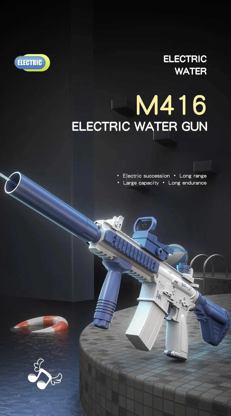 Summer Popular Electric M416 Water Gun Toys Outdoor Beach Large-capacity Fun Firing Swimming Pool Adult Kids Shooting Game Toy
