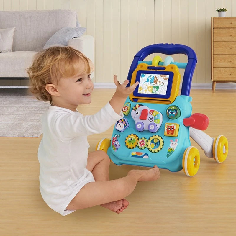 Baby Walker Adjustable Speed Anti Rollover Early Childhood Education Toy Push Stroller with Music and Lights Baby Walker Toy