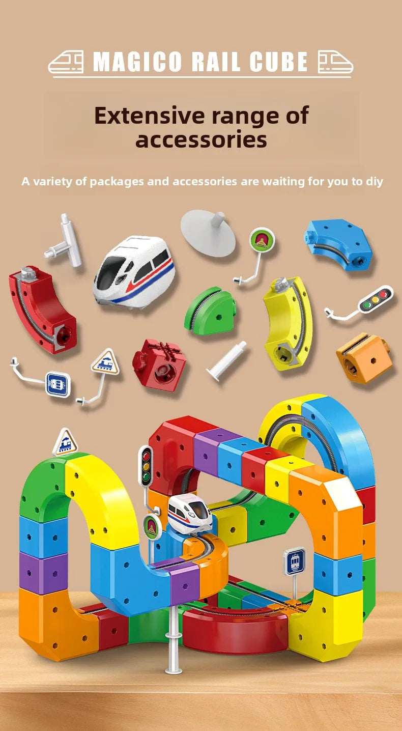 Children Magnetic Rail Car Cube Toys Educational Toy DIY Building Blocks Magical Track Train Gravity Maze Toy Christmas Gifts