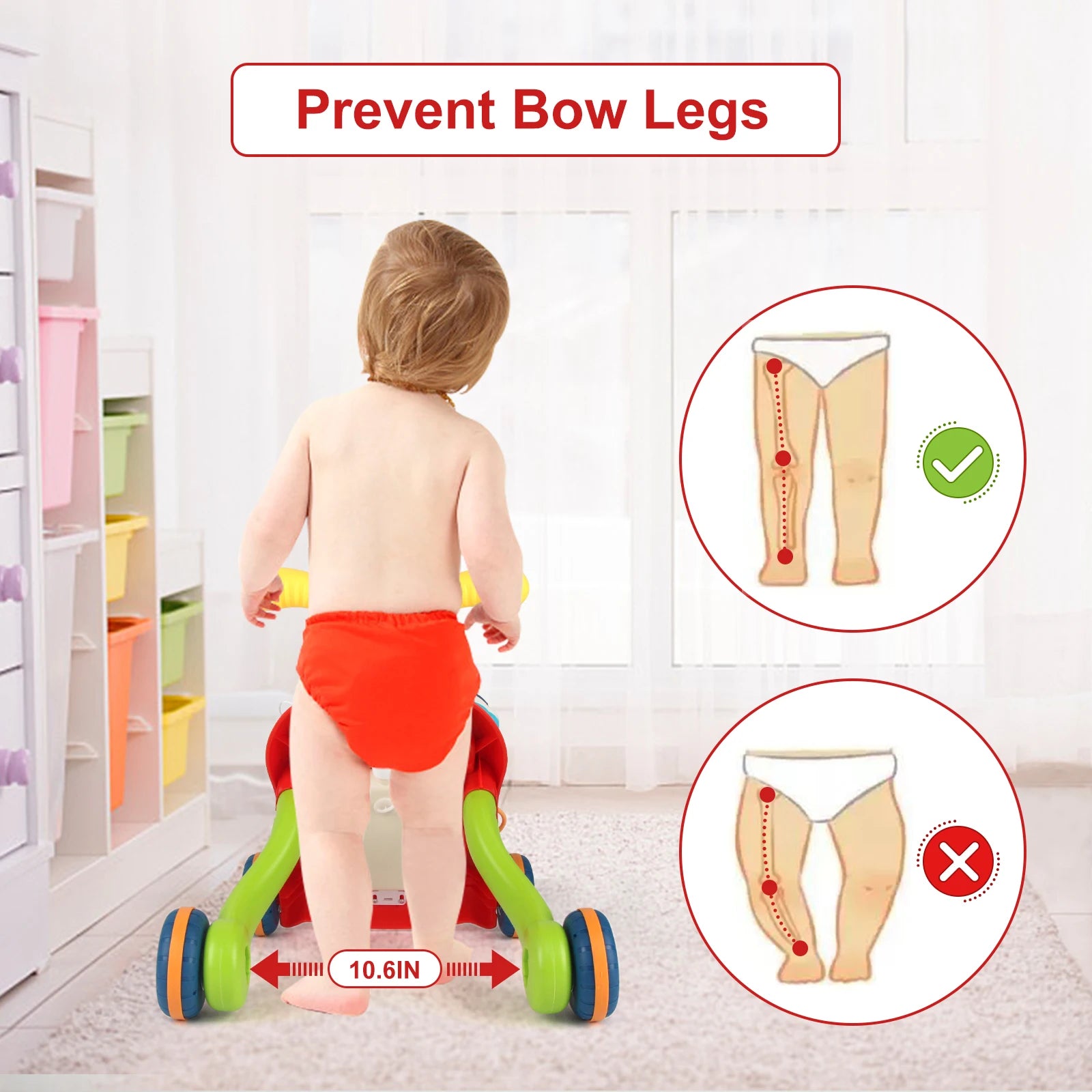 Baby Cartoon Push Walker Toy with Music Drawing Board Multifunction Activity Learning Walk Toddler Walker for 6-15 Months Infant