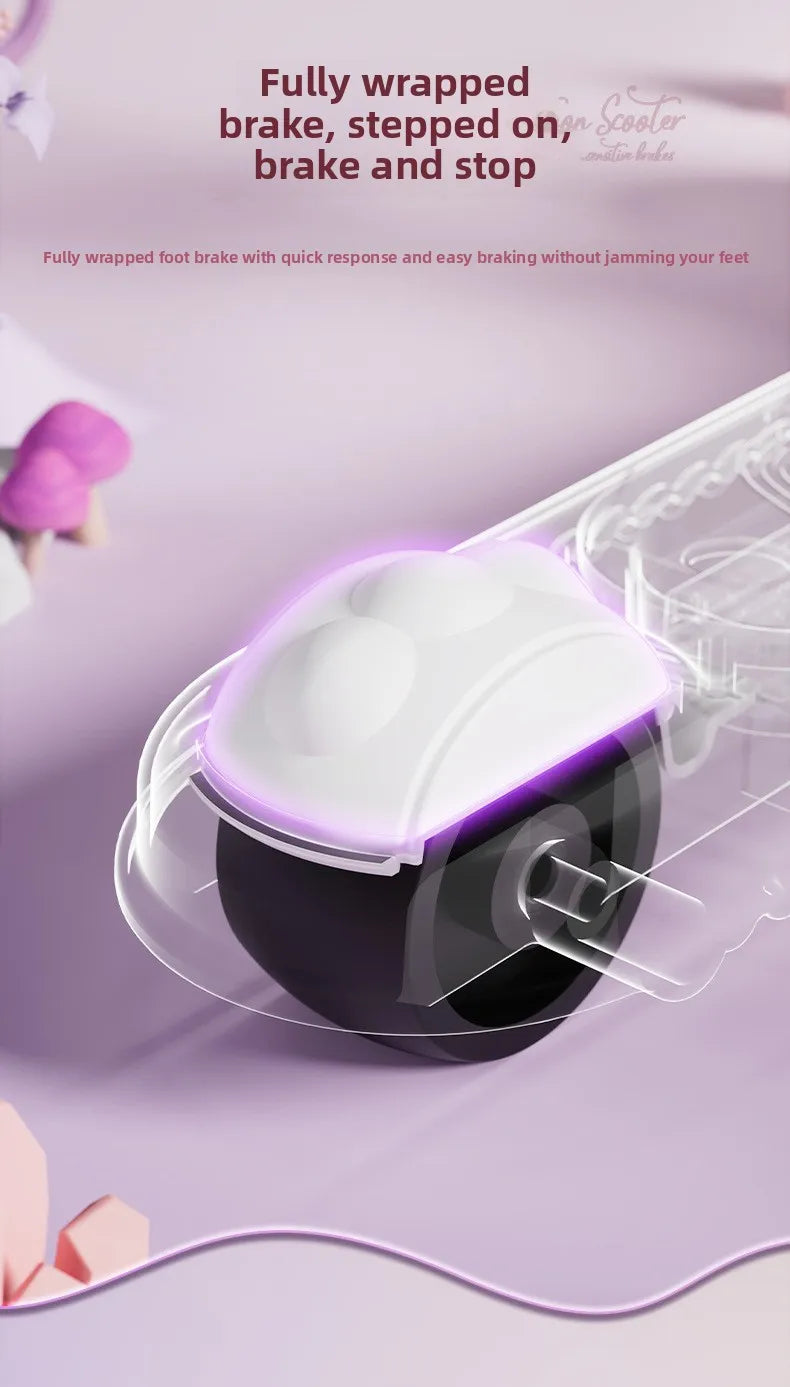 2-In-1 Children's Scooter Baby Kickboard 3 Height Adjustable 3-Wheel Music Light Foldable Micro Kcik Scooter Boy Girl Ages 2-10