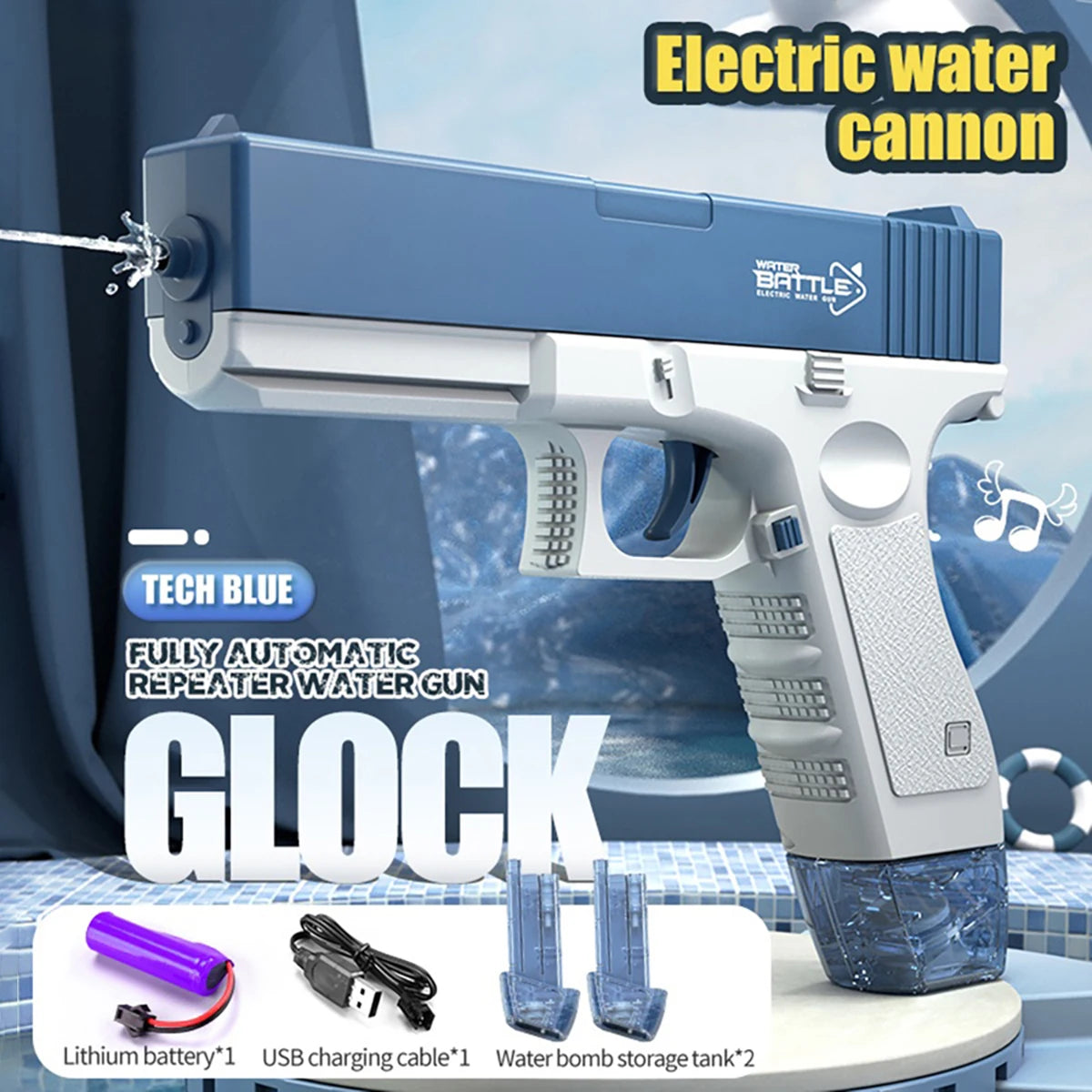 Electric Water Gun Rechargeable Automatic & Manual Spray Gun Capacity Range Up to 32 FT Range for Adults & Kids