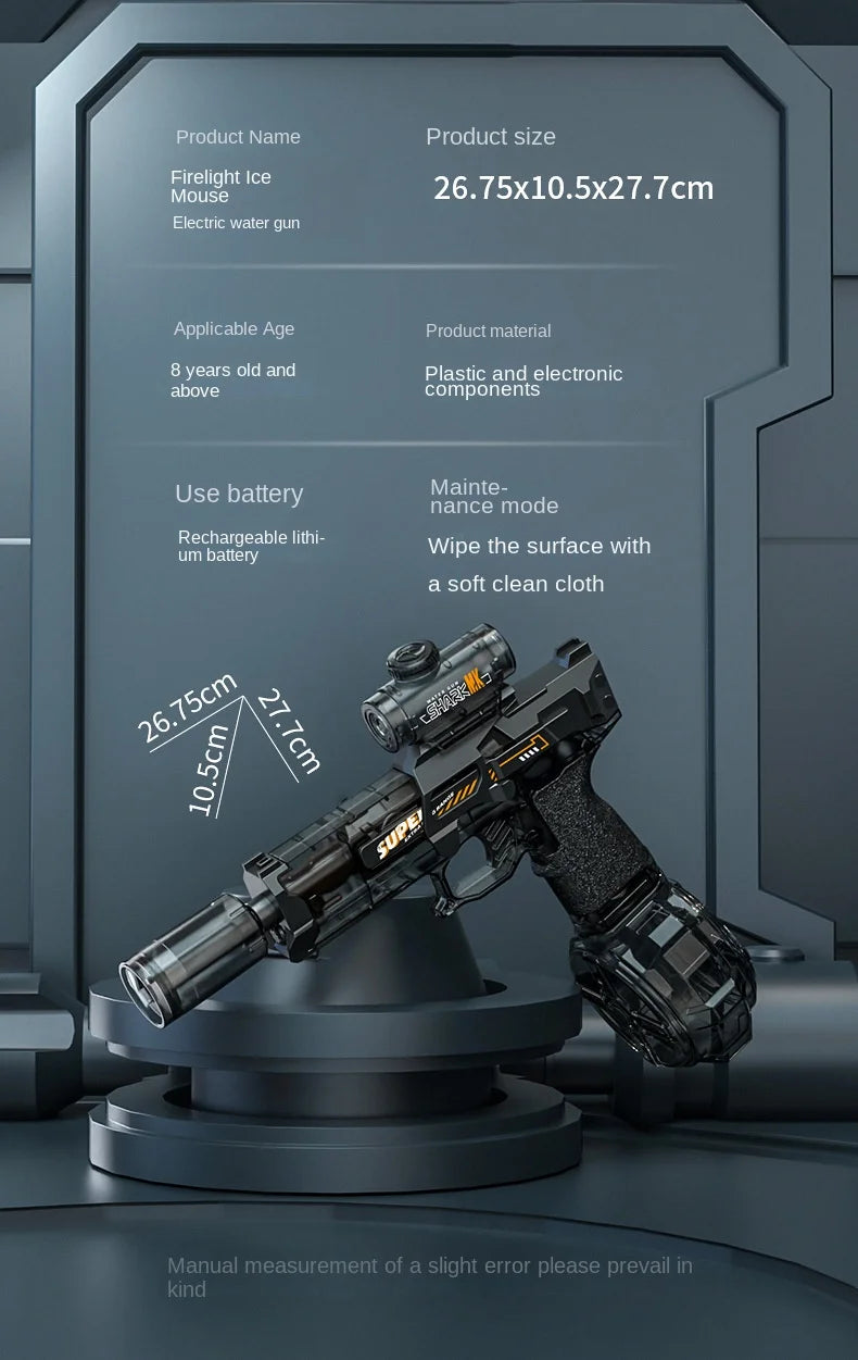 Electric Water Gun With light Sprays Flame Effect Continuously High-pressure Powerful Outdoor Water Gun Toys pistolet na wode