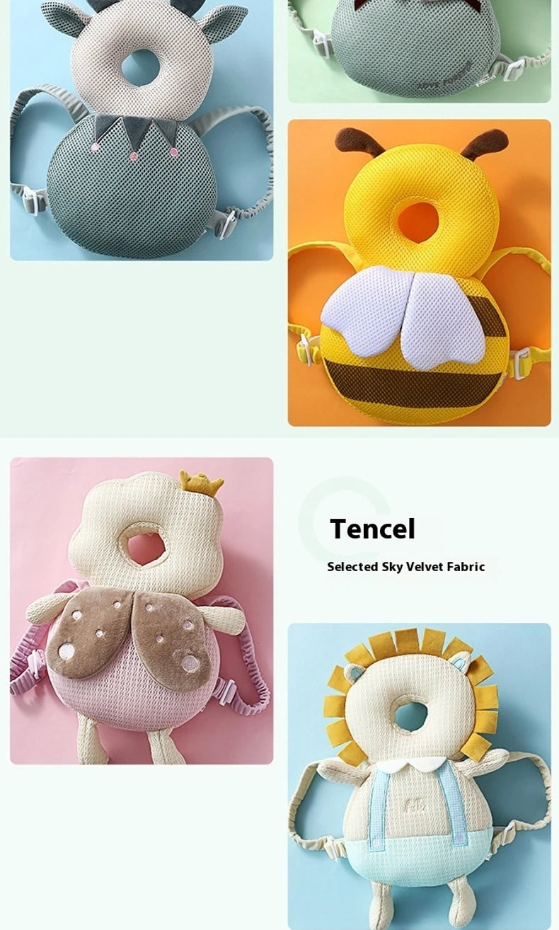 Baby Walkers Head Protection Cushion Animals Plush Pad Adjustable Straps Baby Protective Pad Showering Gift for Toddler Children