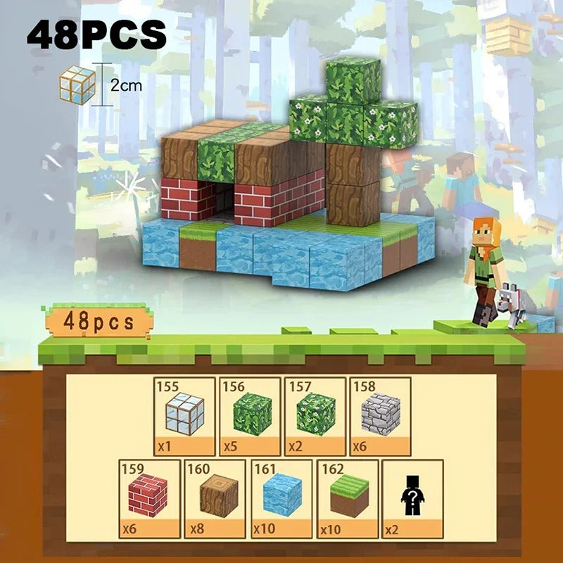 Magnetic Blocks - Build Mine Magnet World Edition Magnetic Cubes Construction Toys for Boys Girls STEM Montessori Sensory Toys