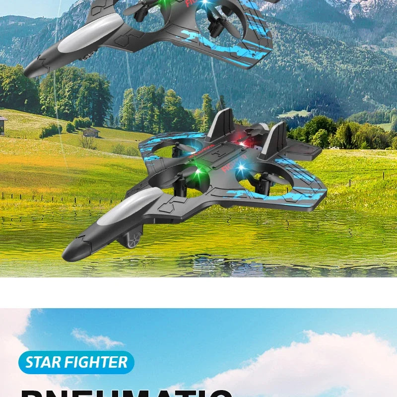 2.4G remote control fighter electric foam glider stunt tumbling UAV hovering helicopter with LED colorful lights aircraft model