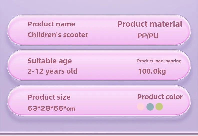 2-In-1 Children's Scooter Baby Kickboard 3 Height Adjustable 3-Wheel Music Light Foldable Micro Kcik Scooter Boy Girl Ages 2-10