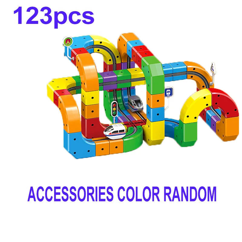 Children Magnetic Rail Car Cube Toys Educational Toy DIY Building Blocks Magical Track Train Gravity Maze Toy Christmas Gifts