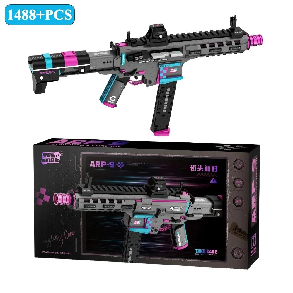 MOC Military MP5 KSV M4A1 ARP-9 Submachine Gun Model Building Blocks DIY Weapon Micro Bricks Toy Child Boy Christmas Gift