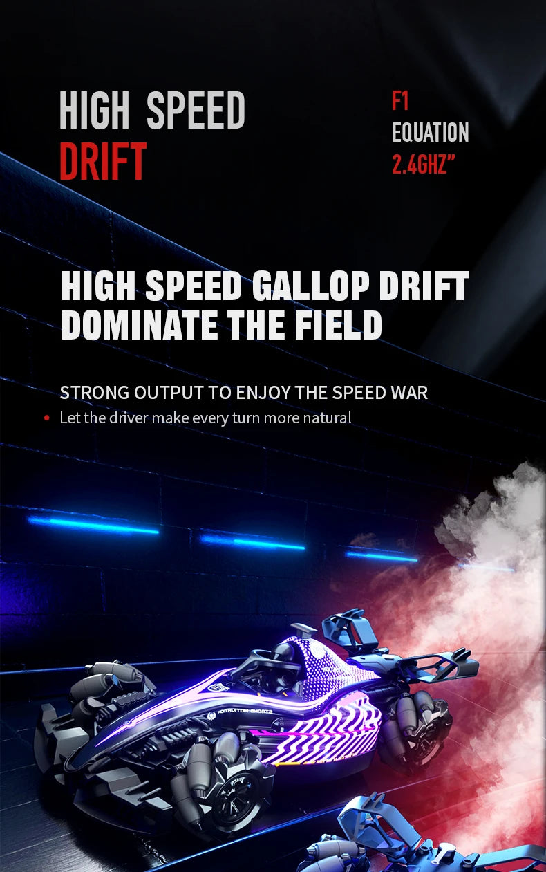 New RC Stunt Car with Spray & LED Lights，Dual Remote & Gesture Sensing Watch, Drift & High Speed,Hot Toy for Kids & Hobbyists