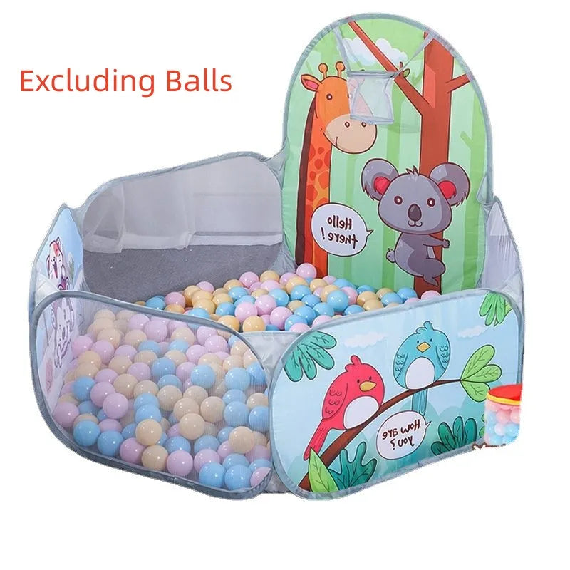 120cm Kids Playpen Playground Baby Tent Ball Pool with Basketball Hoop Children's Tent House Portable Kids Indoor Outdoor Toys