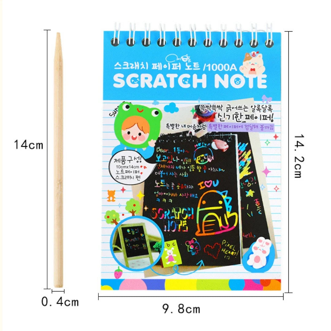 Children DIY Colorful Scratch Book Rainbow Color Scratch Art Painting Drawing Books with Wood Stick Graffiti NoteBook Gifts