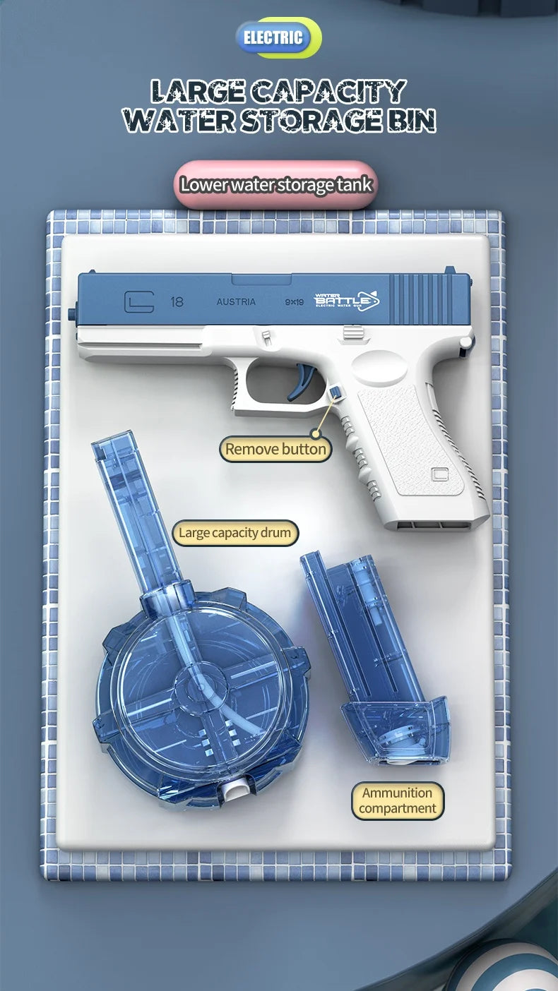 Electric Water Gun Rechargeable Automatic & Manual Spray Gun Capacity Range Up to 32 FT Range for Adults & Kids