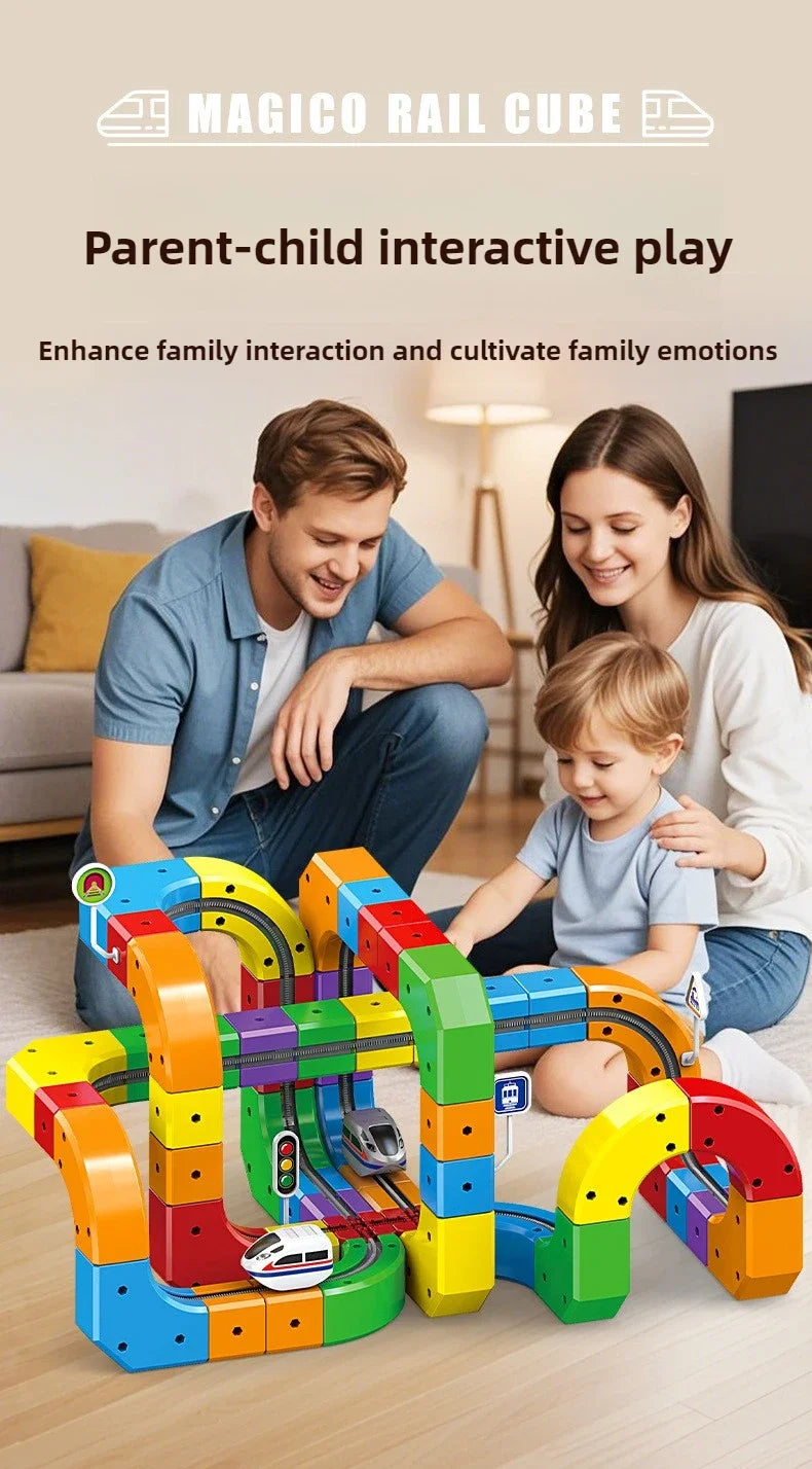 Children Magnetic Rail Car Cube Toys Educational Toy DIY Building Blocks Magical Track Train Gravity Maze Toy Christmas Gifts